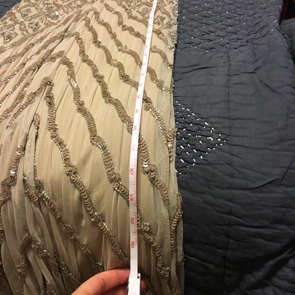 Theia Silver Nude 3/4 Sleeve Sequin Crepe Gown - Picture 5 of 6